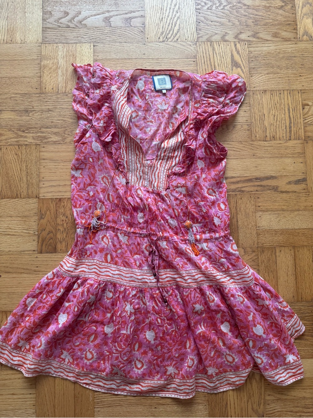 Bell by Alicia bell Pink Floral Short Sleeve V-Neck Dress mini large